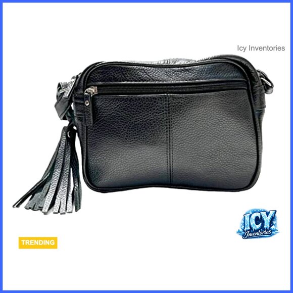 Cowhide Leather Shoulder Purse Cross Body Organizer Bag with Many Pockets - Picture 5 of 6